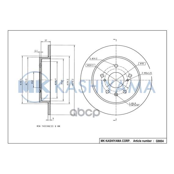 Купить ДИСК ТОРМОЗНОЙ ЗАДНИЙ SUZUKI SX4 (ПР-ВО ВЕНГРИЯ) 06- G9004