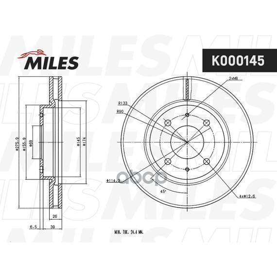 Купить ДИСК ТОРМОЗНОЙ ПЕРЕДНИЙ MITSUBISHI GALANT VI 9604/LANCER 03 (TRW DF4809) K000145