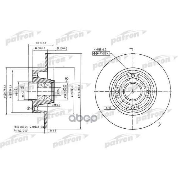 Купить ДИСК ТОРМОЗНОЙ ЗАДН C ПОДШИПНИКОМ И КОЛЬЦОМ ABS (1 ШТ) RENAULT: MEGANEMODUSCLIO ALL 02 PBD7015