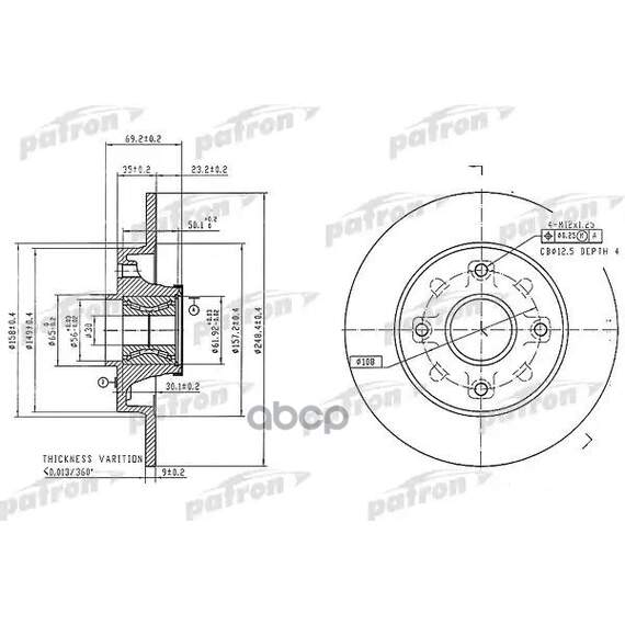 Купить ДИСК ТОРМОЗНОЙ ЗАДН C ПОДШИПНИКОМ И КОЛЬЦОМ ABS (1 ШТ) PEUGEOT: 207/307, CITROEN C4 ALL 06 PBD7016