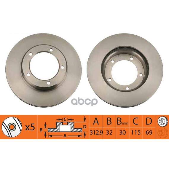 Купить ДИСК ТОРМОЗНОЙ ПЕРЕДНИЙ TOYOTA LAND CRUISER 100, LEXUS LX470 (UZJ100) BR21144T