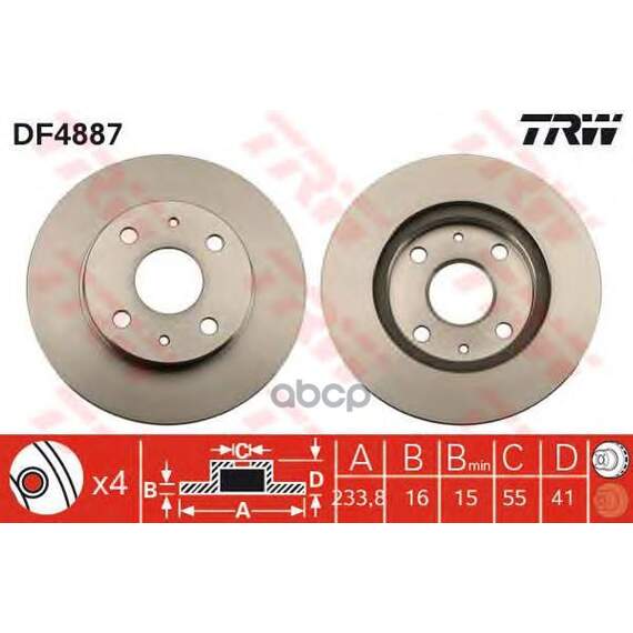 Купить ДИСК ТОРМОЗНОЙ ПЕРЕДНИЙ DAIHATSU SIRION (M1, M3_), YRV (M2) DF4887