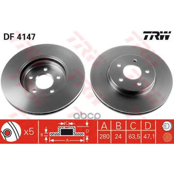 Купить ДИСК ТОРМОЗНОЙ ПЕРЕДНИЙ FORD MONDEO III, JAGUAR X-TYPE (CF1) DF4147
