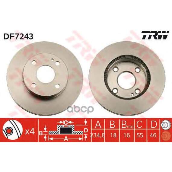 Купить ДИСК ТОРМОЗНОЙ ПЕРЕДНИЙ MAZDA 323P (BA) 1.3-16V DF7243