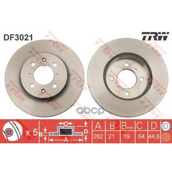 Купить ДИСК ТОРМОЗНОЙ ПЕРЕДНИЙ HONDA CIVIC V-VII DF3021