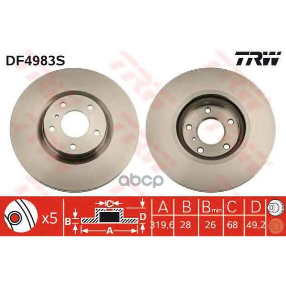 Купить ДИСК ТОРМОЗНОЙ ПЕРЕДНИЙ INFINITI G, M, NISSAN MURANO (Z50, Z51) DF4983S