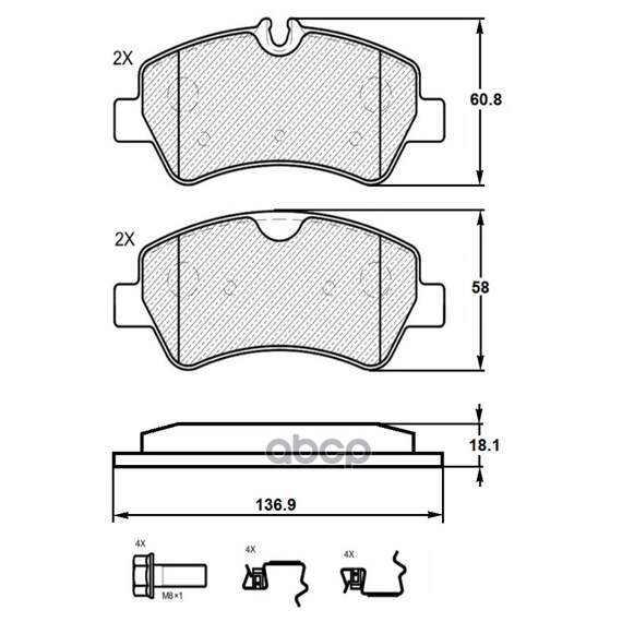 Купить КОЛОДКИ ТОРМОЗНЫЕ ЗАДНИЕ (СМЕСЬ CERAMIC СЕРИЯ PRO) FORD TRANSIT 14-/CUSTOM 12- (TRW GDB1968) E510413
