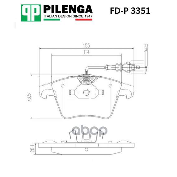 Купить КОЛОДКИ ТОРМОЗНЫЕ ПЕРЕДНИЕ 155,1(156)Х73,3(74,8)Х19,8(18,5) VW T5 FD-P3351