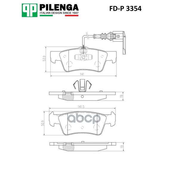 Купить КОЛОДКИ ТОРМОЗНЫЕ ЗАДНИЕ 141,5(141)Х50,9(53,9)Х19 VAG VW T5 FD-P3354