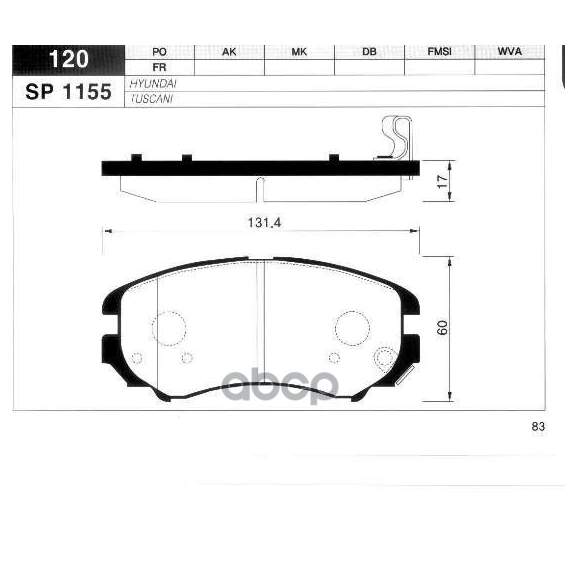 Купить КОЛОДКИ ТОРМОЗНЫЕ HYUNDAI TUCSON/KIA SPORTAGE 04- ПЕРЕДНИЕ SP1155