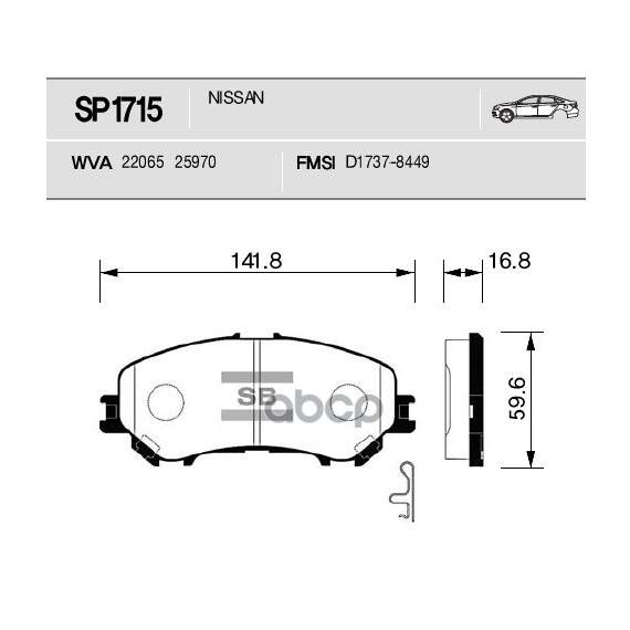 Купить КОЛОДКИ ТОРМОЗНЫЕ ПЕРЕДНИЕ NISSAN QASHQAI 1.6/2.0/1.5DCI/1.6DCI 13 SP1715