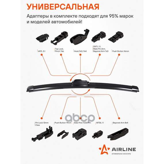 Купить ЩЕТКА СТЕКЛООЧИСТИТЕЛЯ БЕСКАРКАСНАЯ 700ММ (28") AWB-BK-700