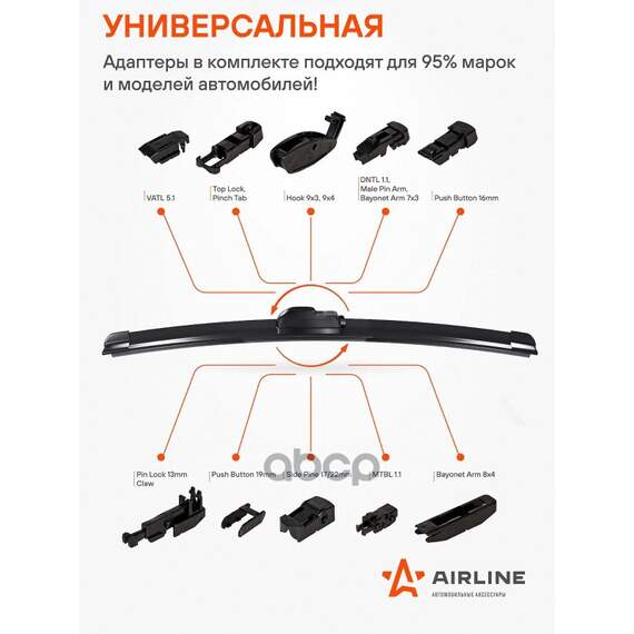 Купить ЩЕТКА СТЕКЛООЧИСТИТЕЛЯ БЕСКАРКАСНАЯ 475ММ (19") AWB-BK-475