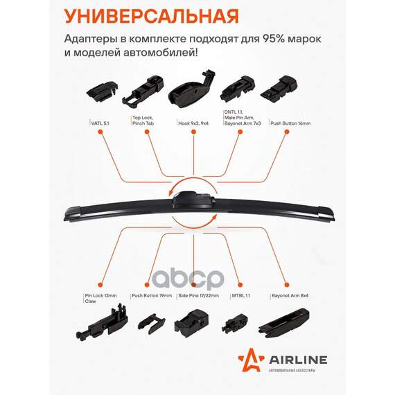 Купить ЩЕТКА СТЕКЛООЧИСТИТЕЛЯ БЕСКАРКАСНАЯ 530ММ (21") AWB-BK-530