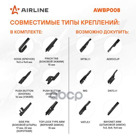 Купить ЩЕТКА СТЕКЛООЧИСТИТЕЛЯ БЕСКАРКАС PREMIUM 380ММ 15 5 АДАПТЕРОВ AWBP003