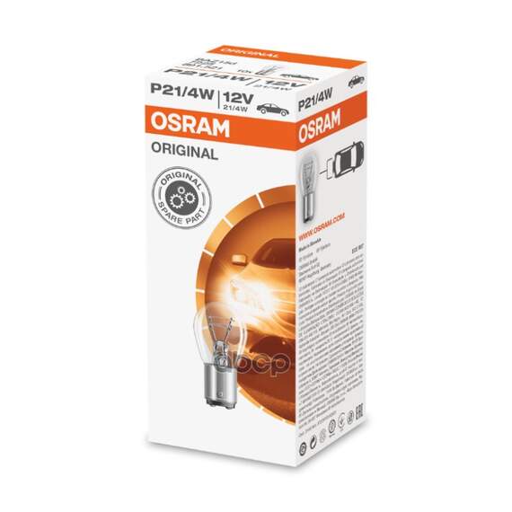 Купить ЛАМПА P21/4W BAZ15D ORIGINAL 12V 7225 4050300891514