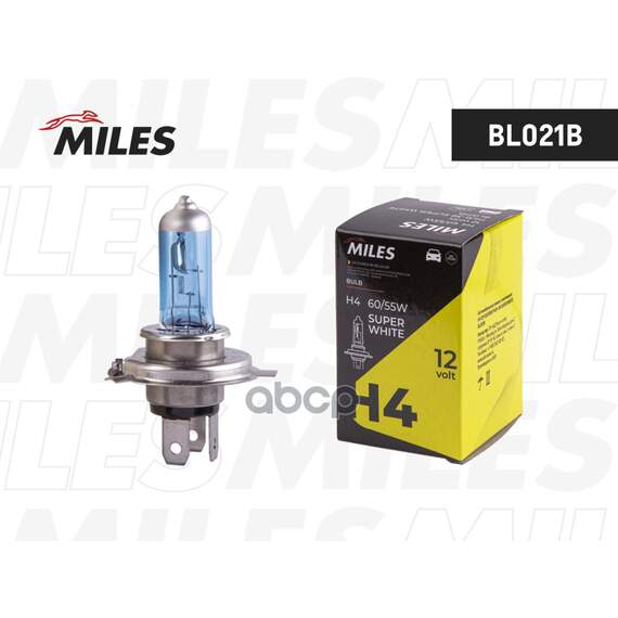 Купить ЛАМПА H4 12V 60/55W P43T-38 SUPER WHITE BL021B