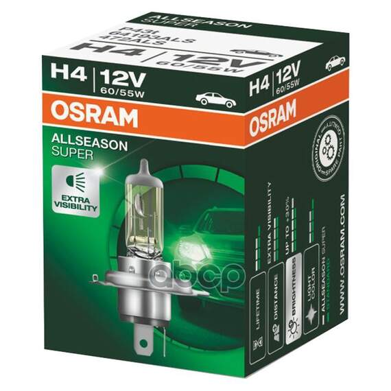 Купить ЛАМПА Г/С H4 (60/55W) P43T-38 ALL SEASON 12V 64193ALS 4050300435978